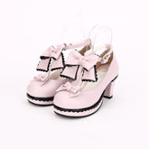 Sweet Bowknot Lace Chunky Heel Shoes