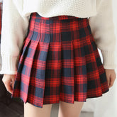 Sweet Grid Pleated Skirt