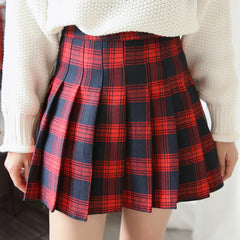 Sweet Grid Pleated Skirt