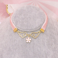 Pink Wings Flower Necklace