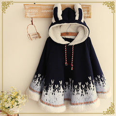 Bunny Ears Hooded Cloak Coat