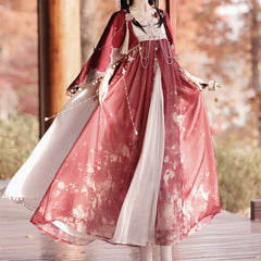 Tassel Butterfly Flower Hanfu Dress Set