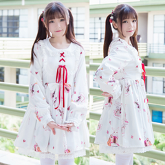 Red/White Bunny Printed Dress