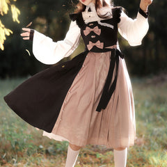 White Blouse Bow Dress Set