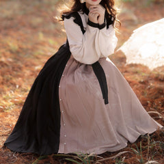 White Blouse Bow Dress Set