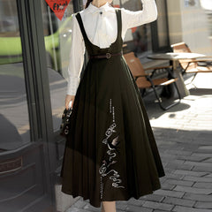 White Bow Shirt Swallow Dress Set