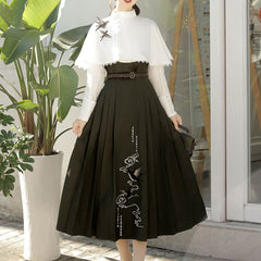 White Bow Shirt Swallow Dress Set