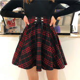 Woolen High Waist Plaid Skirt