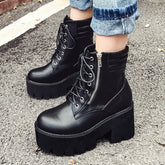 Zipper Heels Round Toe Motorcycle Boots