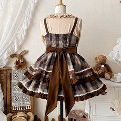 Woolen Bow Plaid Dress