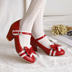 Lolita Lace Bow Heels Shoes