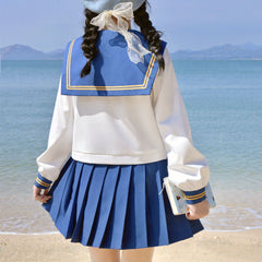 Navy Bow Uniform Pleated Skirt Set