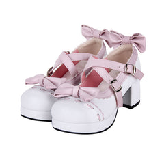 Lolita Bow White Heels Shoes