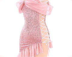 Sexy Pink Lace Sequin Dress