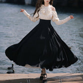 Long Sleeve Bow Black Dress