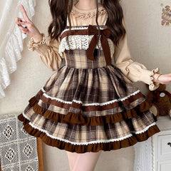 Woolen Bow Plaid Dress