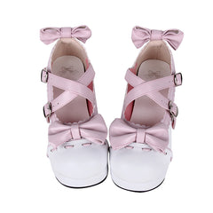 Lolita Bow White Heels Shoes