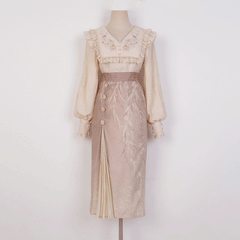 Lace Flower Shirt Skirt Set