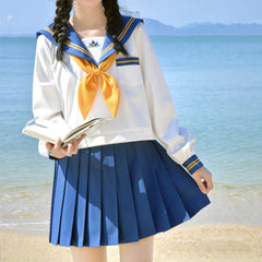 Navy Bow Uniform Pleated Skirt Set