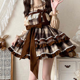 Woolen Bow Plaid Dress