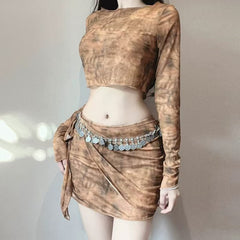 Patchwork Hooded Two-Piece Set