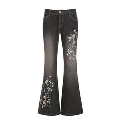 Sexy High Waist Retro Individual Butterfly Print Jeans