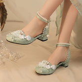 Retro Flower Lolita Heels Shoes