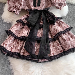 Lace Bow Floral Dress