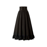 Black/Blue Panel Lace-up Skirt