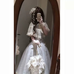 Lace Shawl Floral Dress Set