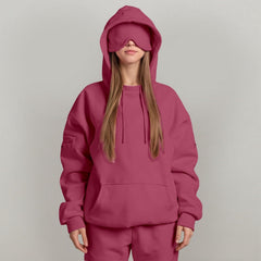 Soft Fleece Warm Drawstring Long Sleeve Hooded Sweatshirt