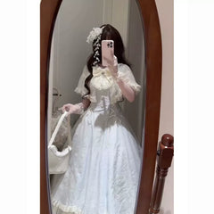 Lace Shawl Floral Dress Set