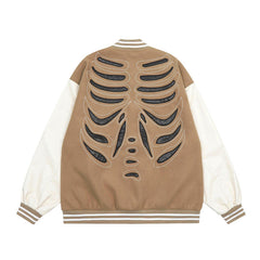 Skeleton Graphic Oversized Varsity Jacket