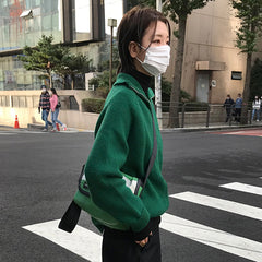 Dark Green Zip Up Knit Cardigan