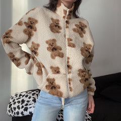 Printed Bears Wool Coat