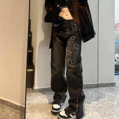 Vintage Hip Hop Star Embroidered Boyfriend Jeans
