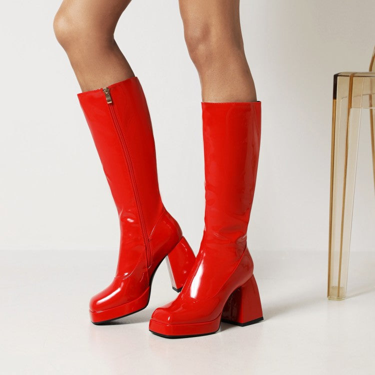 Waterproof Platform Candy Color High Boots