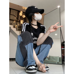 Patchwork Denim Boyfriend Jeans