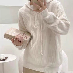 Simple Hooded Pullover Knit Sweater