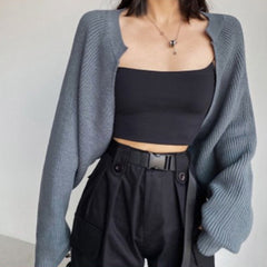 Open Front Long Sleeve Knit Cardigan