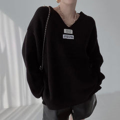 V-Neck Crochet Knit Sweater