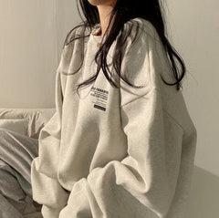 Letter Print Pullover Oversized Sweatshirt