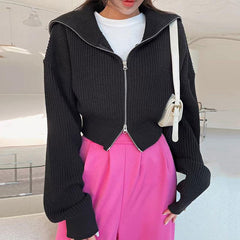 Y2K Double Zip Knit Top