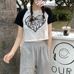 Vintage Heart Logo Raglan Sleeve Crop Top