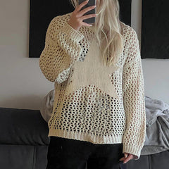 Hollow Out Star Crochet Knit Top