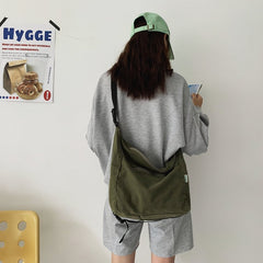 Washed Large Canvas Crossbody Bag