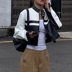 Cropped Pu Leather Jacket