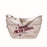 Embroidered Large Canvas Crossbody Bag