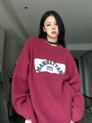 Patched Logo Embroidery Pullover Sweater