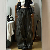 Pocket Patch Piping Wide Leg Sweatpants